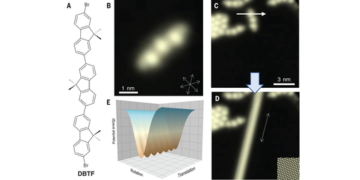 Control of long-distance motion of single molecules on a surface